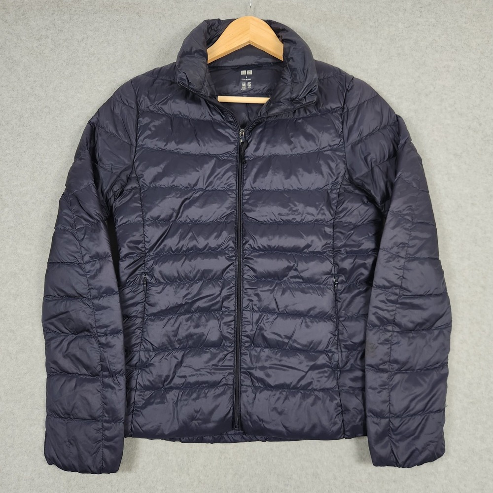 Uniqlo Ultra Light Down Puffer Jacket Womens Small Blue Goose Packable Outdoors